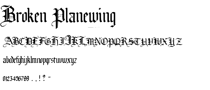 Broken Planewing font
